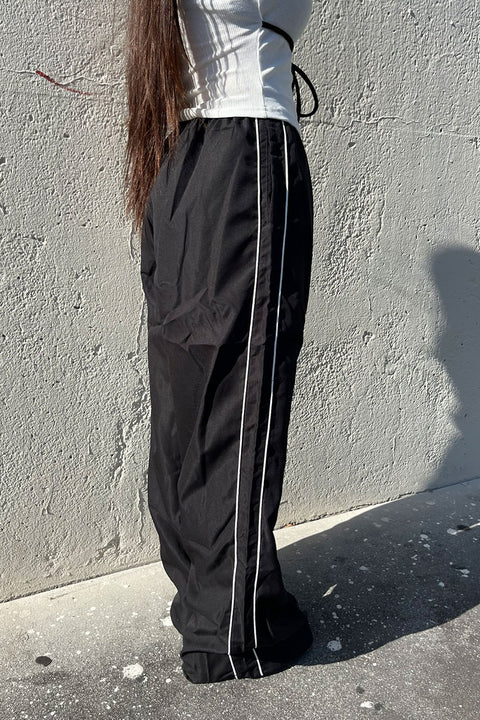 Y2K Acubi Striped Track Pants with Ankle Drawstrings