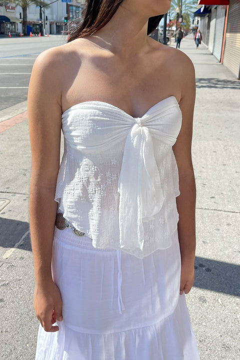 Textured Flowy Tube Top with Front-Twist Tie