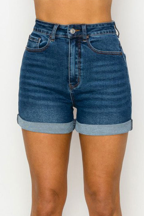 WAXJEAN Authentic Basic Mom Shorts Cuffed
