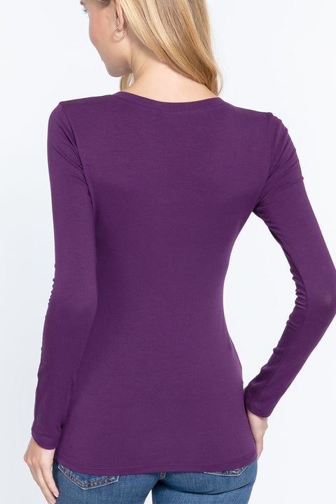 Basic Cotton Jersey V-Neck T-Shirt Top