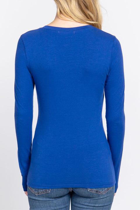 Basic Cotton Jersey V-Neck T-Shirt Top