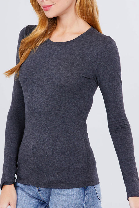 Basic Crew Neck Cotton Jersey T-Shirt Top