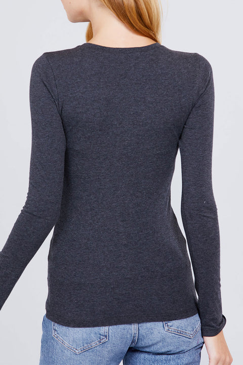 Basic Crew Neck Cotton Jersey T-Shirt Top