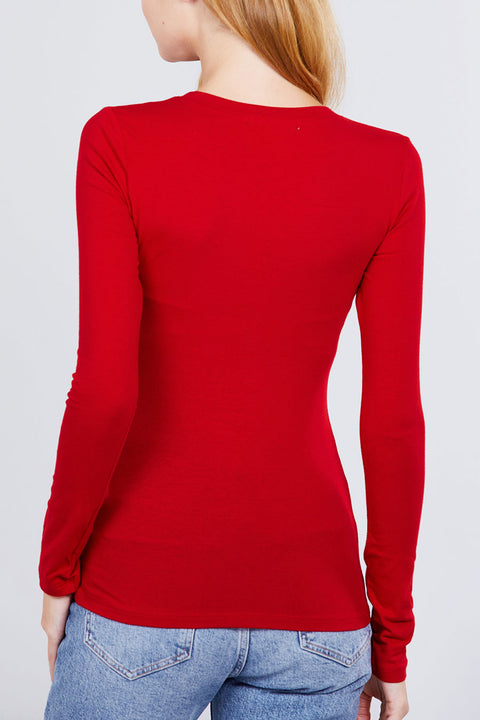Basic Crew Neck Cotton Jersey T-Shirt Top