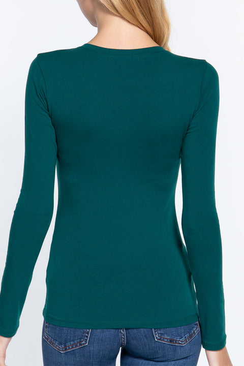 Basic Cotton Jersey V-Neck T-Shirt Top