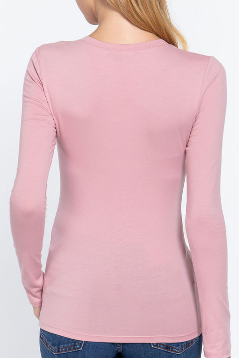 Basic Cotton Jersey V-Neck T-Shirt Top