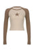 Y2K Star Patched Long Sleeve Raglan Rib T-Shirt Top