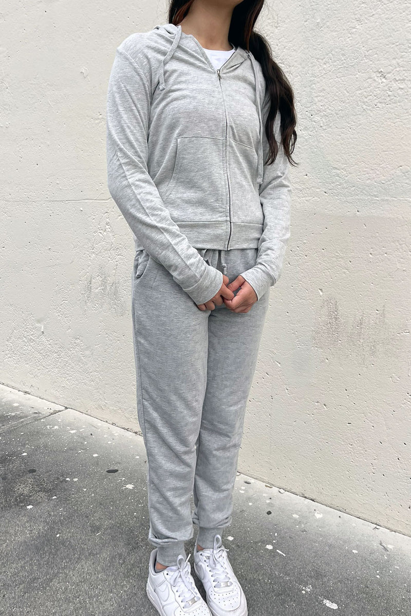 Basic French Terry Zip-Front Hoodie Sweatshirt Jacket– HyperBees