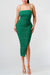 Pearl Mesh Ruched Sleeveless Bodycon Slitted Midi Dress