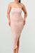 Pearl Mesh Ruched Sleeveless Bodycon Slitted Midi Dress