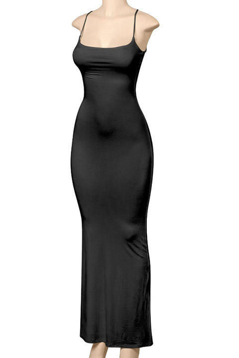 Double-Layered Sleeveless Cami Bodycon Maxi Dress