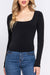 Basic Long Sleeve Square Neck Double-Layer Knit Top