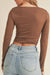 Front Cut-Out Ruching Long Sleeve Crop Top