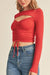 Front Cut-Out Ruching Long Sleeve Crop Top