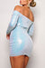 Off-The-Shoulder Long Sleeve Front Wrap Sequins Mini Dress