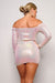 Off-The-Shoulder Long Sleeve Front Wrap Sequins Mini Dress