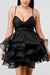 Sequins and Tulle Sweetheart Neck Ruffled Mini Dress