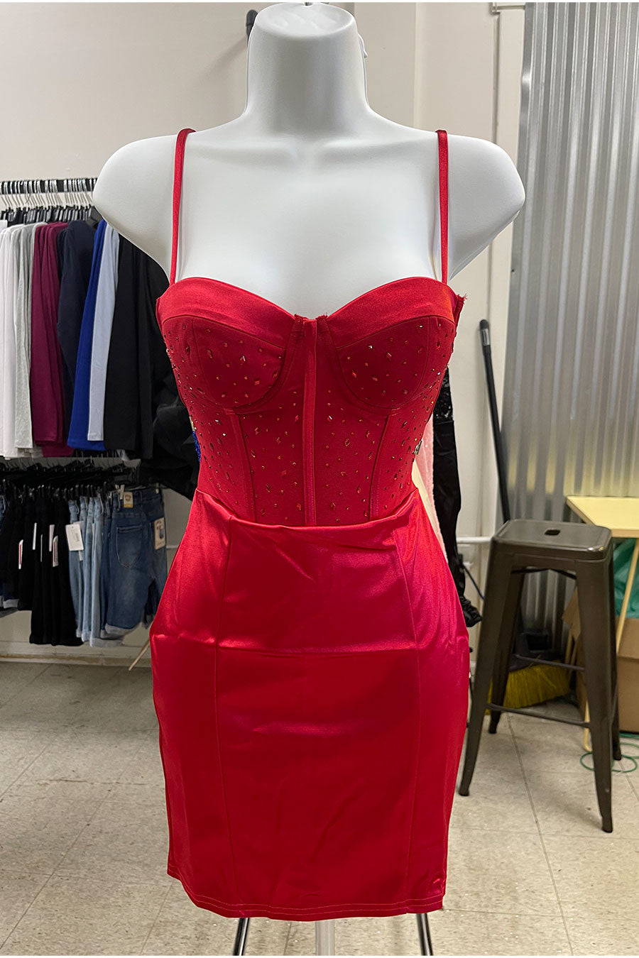 Stretch Satin Corset Bodycon Mini Dress with Sparkly Detail– HyperBees