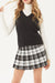 Y2K Preppy Downtown Girl Plaid Pleated Mini Skirt - Black