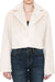 Tailored Collar Soft-Hand Faux Fur Crop Coat Jacket with Hidden Snap Button