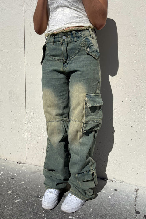 Y2K Acubi Vintage Wash Distressed Low-Rise Baggy Jeans