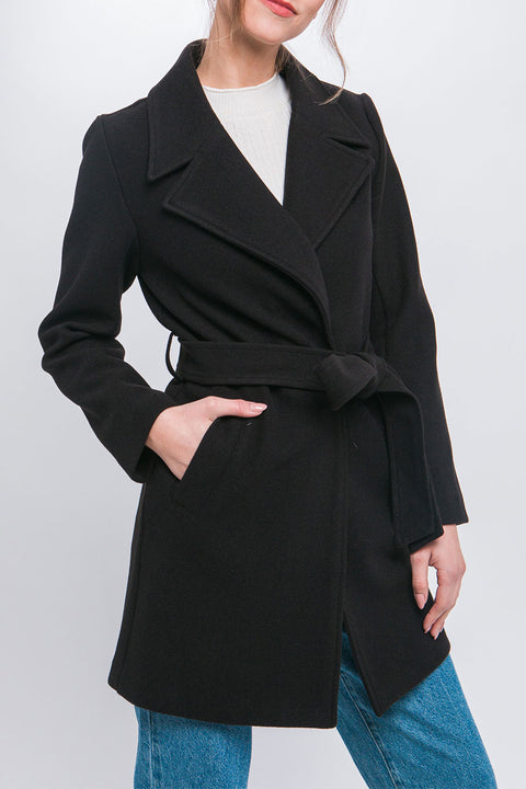 Lapel Collared Trench Coat with Waist Tie