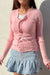 Y2K Coquette Button-Front Sweater Cardigan With Self-Tie Bow Detail
