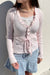 Y2K Coquette Button-Front Sweater Cardigan With Self-Tie Bow Detail