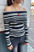 Y2K Off-the-Shoulder Striped Long Sleeve Sweater Top