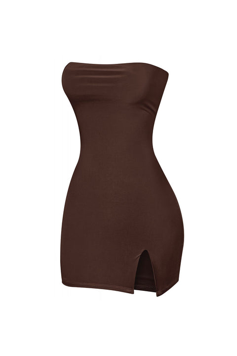 Tresser™ Strapless Tube Side Slit Mini Dress