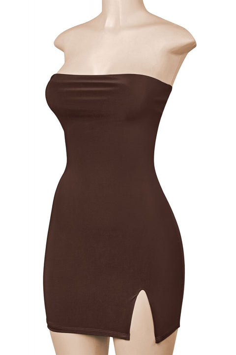 Tresser™ Strapless Tube Side Slit Mini Dress