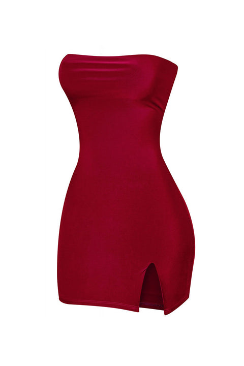 Tresser™ Strapless Tube Side Slit Mini Dress