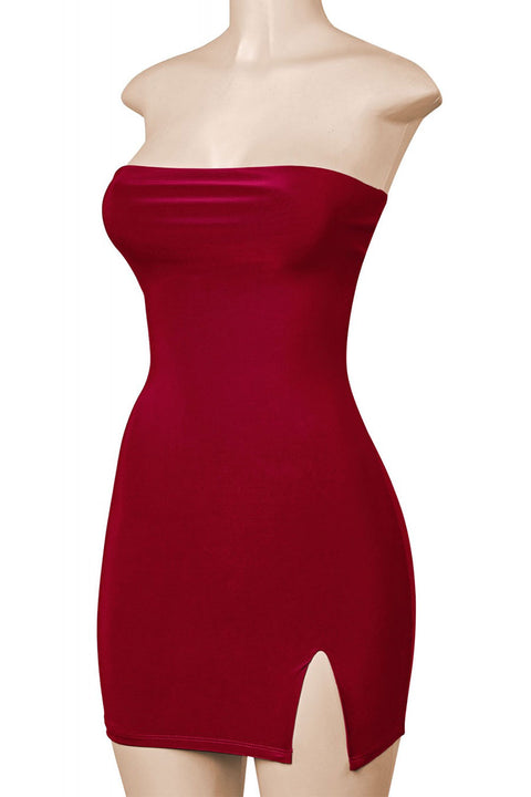 Tresser™ Strapless Tube Side Slit Mini Dress