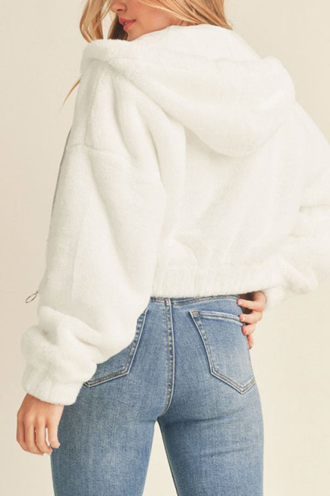 Super Soft Faux Fur Zip-Up Hoodie Bomber Jacket
