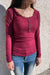 Y2K Button-Front Scoop Neck Long Sleeve Rib Top