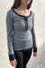Y2K Button-Front Contrast Long Sleeve Top