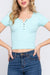 Basic Seamless Short Sleeve Snap Button Front Rib Top