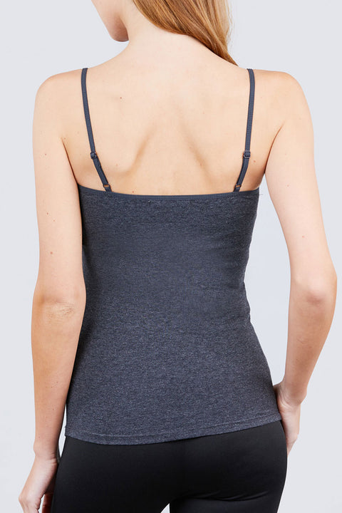 Basic Adjustable Strap Cropped Cami Top