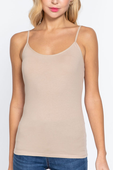 Basic Adjustable Strap Cropped Cami Top