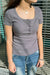 Y2K Button Front Scoop Neck Ribbed Top