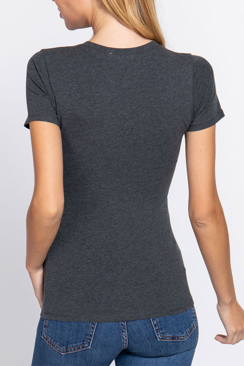 Basic Short Sleeve V-Neck T-Shirt