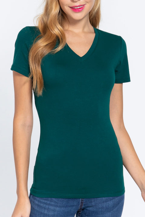 Basic Short Sleeve V-Neck T-Shirt