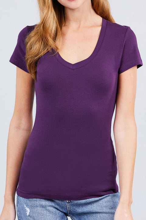 Basic Short Sleeve V-Neck T-Shirt