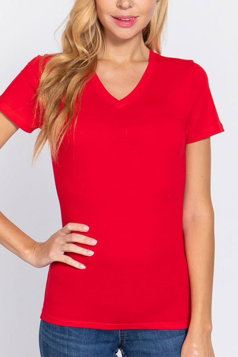 Basic Short Sleeve V-Neck T-Shirt