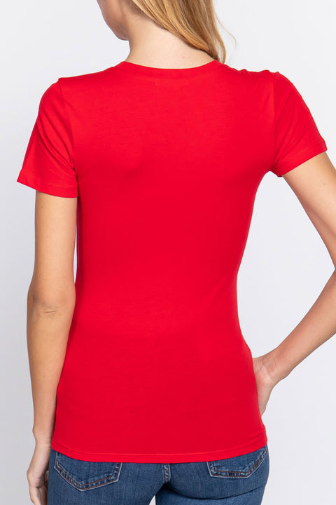 Basic Short Sleeve V-Neck T-Shirt