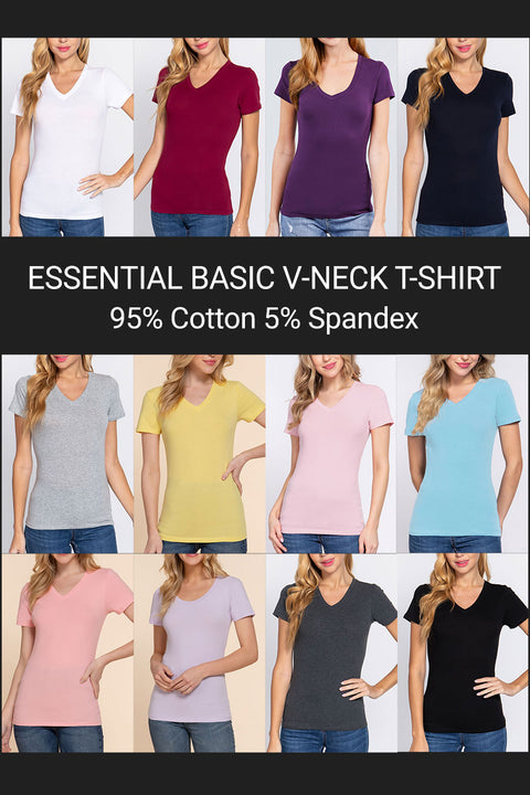 Basic Short Sleeve V-Neck T-Shirt
