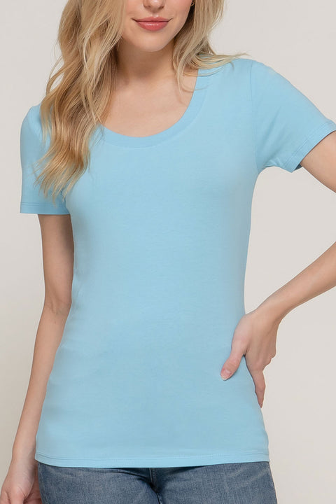Basic Short Sleeve Scoop Neck T-Shirt Top