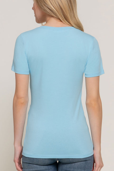 Basic Short Sleeve Scoop Neck T-Shirt Top