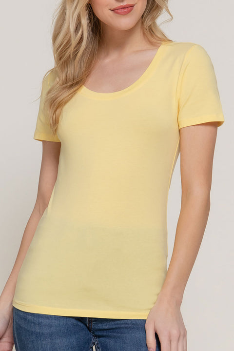 Basic Short Sleeve Scoop Neck T-Shirt Top