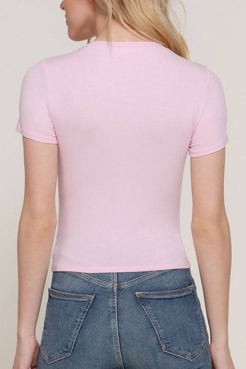 Basic Short Sleeve Crew Neck Rib Crop Top